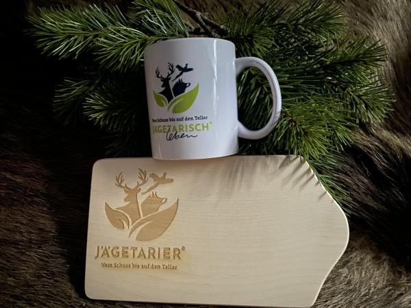 !!! SET-ANGEBOT Vesperbrettchen + Tasse (Jägetarier+w)